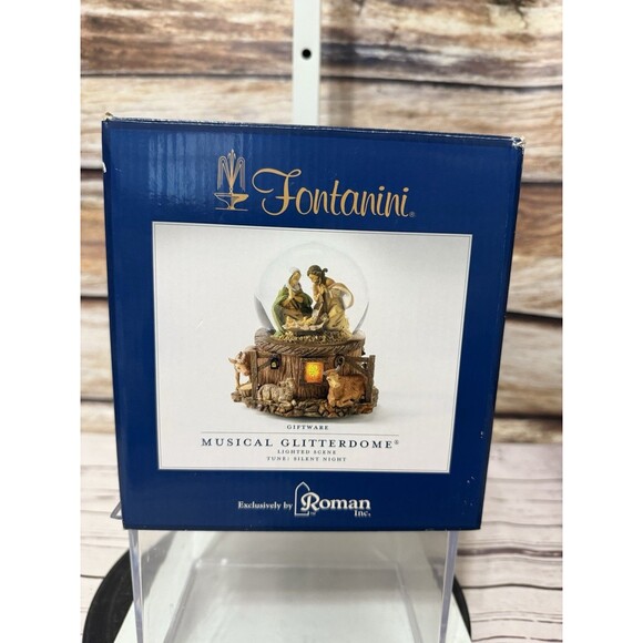 Fontanini Giftware Musical Glitterdome Plays Silent Night Christmas Nativity - Picture 9 of 13